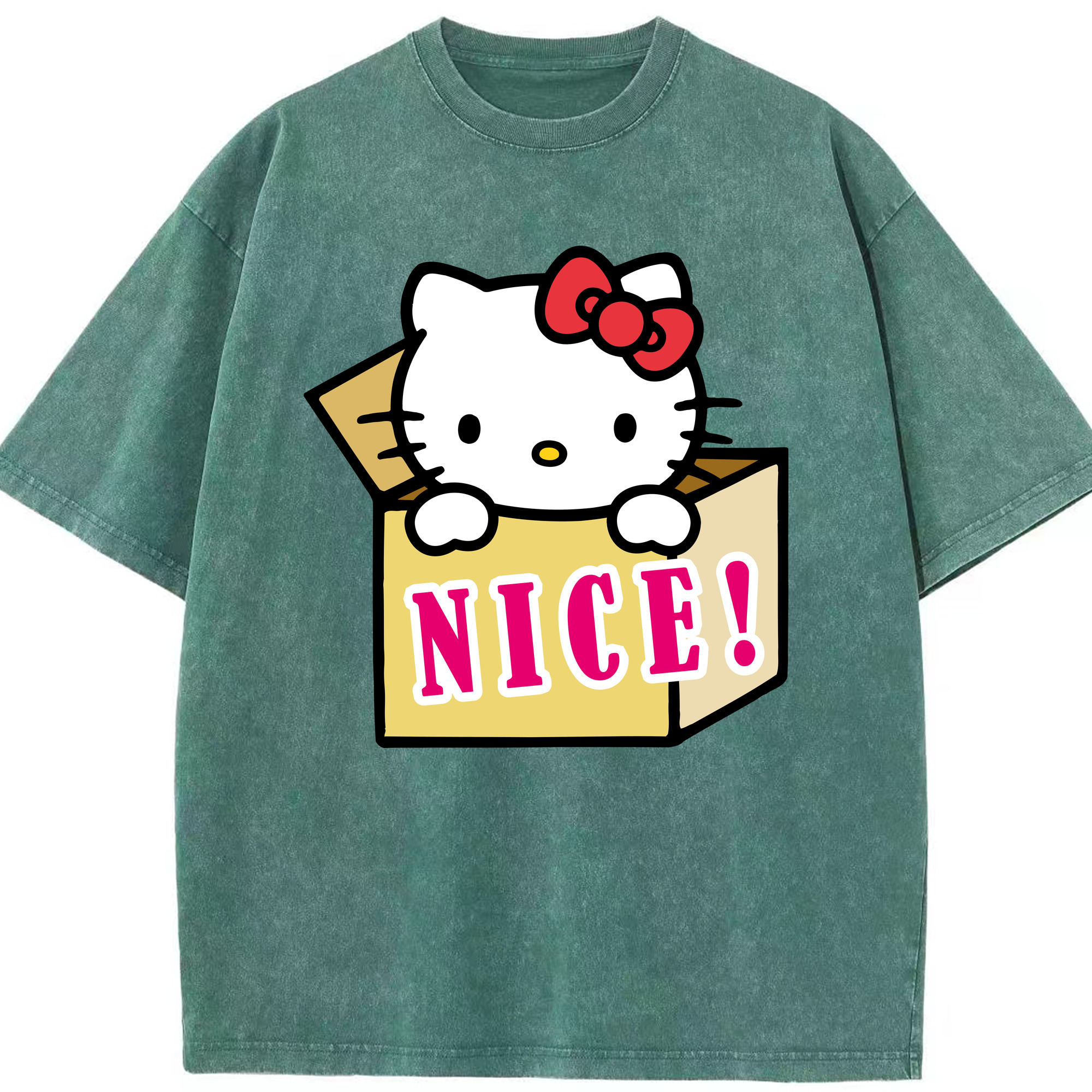 （画像用） Hello Kitty ハローキティ 綿100% ヴィンテージ風 半袖Tシャツ（フロントプリント）